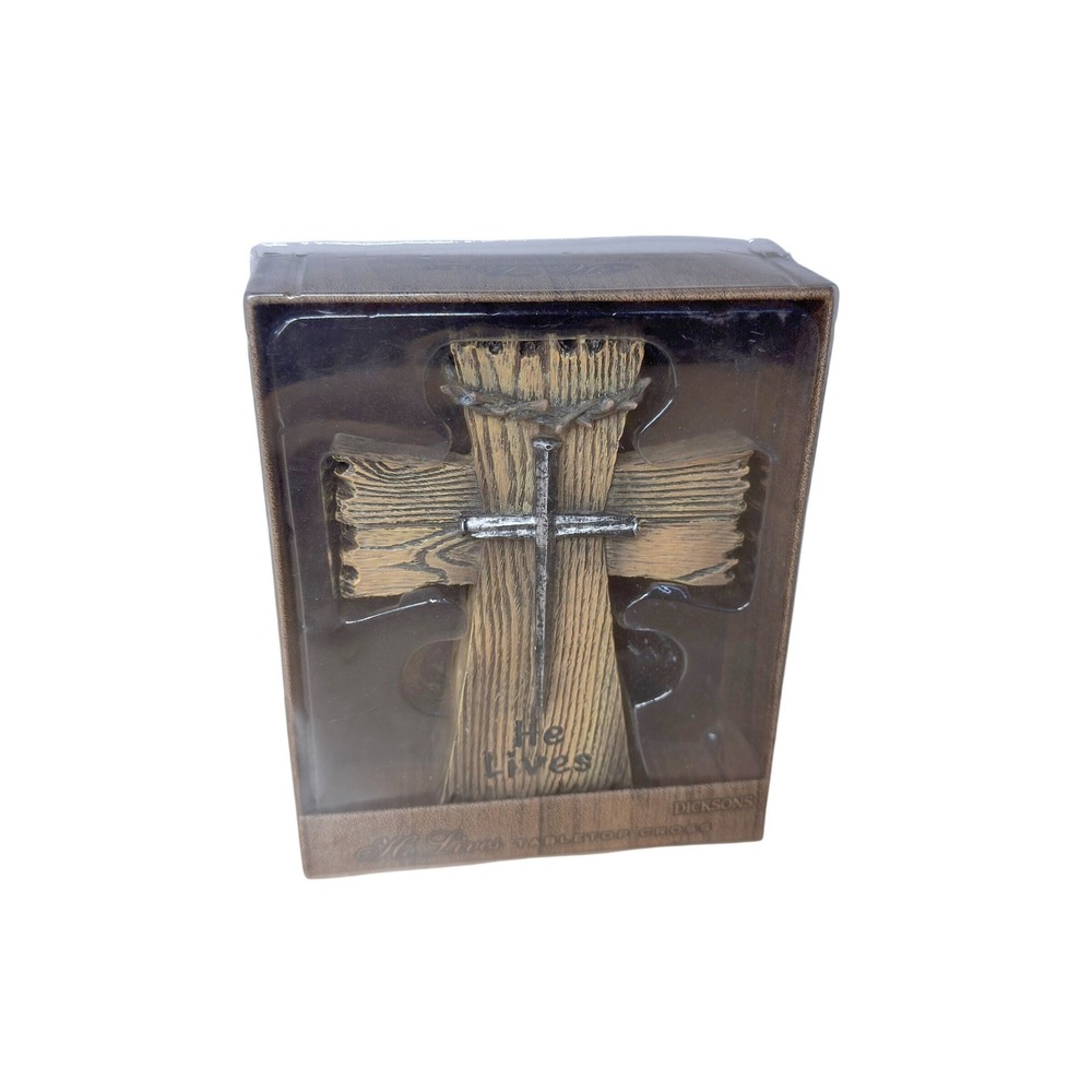 Dicksons He Lives Resin Tabletop Cross Jesus Crown of Thorns Easter Christianity